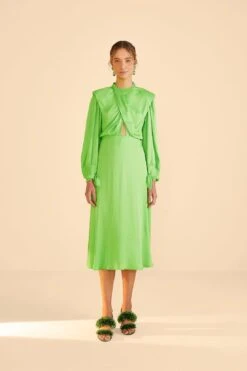 Farm Rio Lime Shoulder Pads Maxi Dress -Modern Dress World 314476 02