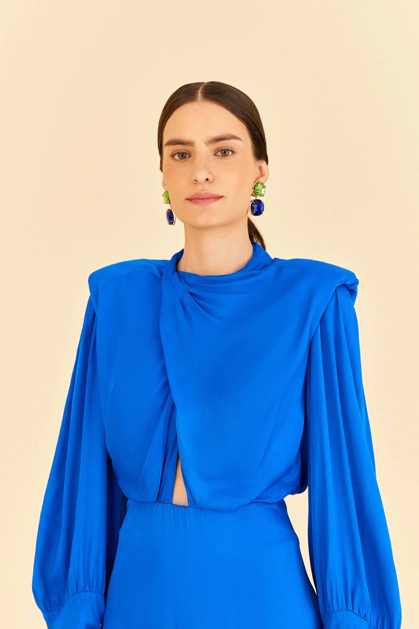 Farm Rio Blue Shoulder Pads Maxi Dress 5 Farm Rio Blue Shoulder Pads Maxi Dress - Image 5
