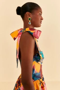 Farm Rio Yellow Painted Flowers Layered Maxi Dress 9 Farm Rio Yellow Painted Flowers Layered Maxi Dress -Modern Dress World 314752 03