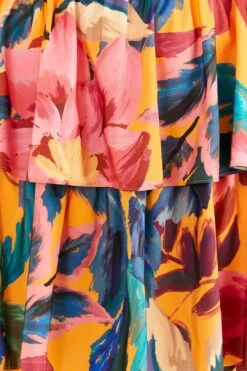 Farm Rio Yellow Painted Flowers Layered Maxi Dress 12 Farm Rio Yellow Painted Flowers Layered Maxi Dress -Modern Dress World 314752 06