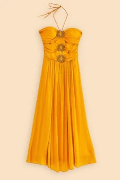 Farm Rio Yellow Sleeveless Maxi Dress With Sun Buckle -Modern Dress World 314753 06