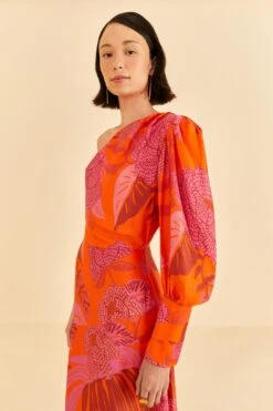 Farm Rio Red Dewdrop Floral One Shoulder Midi Dress 7 Farm Rio Red Dewdrop Floral One Shoulder Midi Dress -Modern Dress World 314754 03