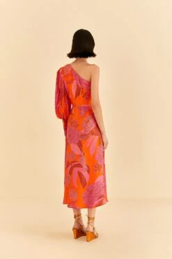 Farm Rio Red Dewdrop Floral One Shoulder Midi Dress 8 Farm Rio Red Dewdrop Floral One Shoulder Midi Dress -Modern Dress World 314754 04