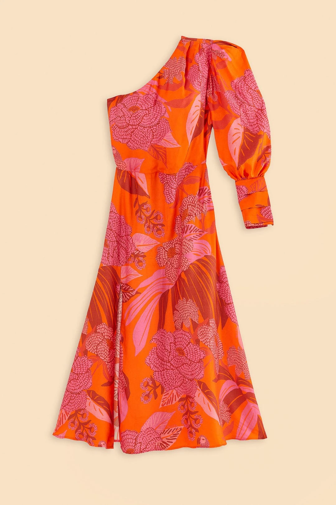 Farm Rio Red Dewdrop Floral One Shoulder Midi Dress 5 Farm Rio Red Dewdrop Floral One Shoulder Midi Dress - Image 5