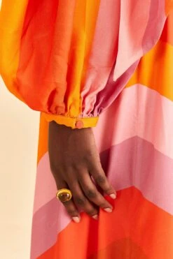 Farm Rio Party Stripes Multicolor One Shoulder Maxi Dress -Modern Dress World 314757 06