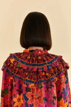 Farm Rio Pink Tropical Tapestry Long Sleeve Blouse 11 Farm Rio Pink Tropical Tapestry Long Sleeve Blouse -Modern Dress World 315105 05