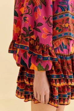 Farm Rio Pink Tropical Tapestry Long Sleeve Blouse 12 Farm Rio Pink Tropical Tapestry Long Sleeve Blouse -Modern Dress World 315105 06