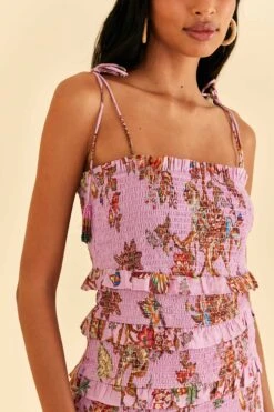 Farm Rio Lilac Floral Monkey Smocked Mini Dress 7 Farm Rio Lilac Floral Monkey Smocked Mini Dress -Modern Dress World 315956 03