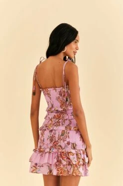 Farm Rio Lilac Floral Monkey Smocked Mini Dress 8 Farm Rio Lilac Floral Monkey Smocked Mini Dress -Modern Dress World 315956 04