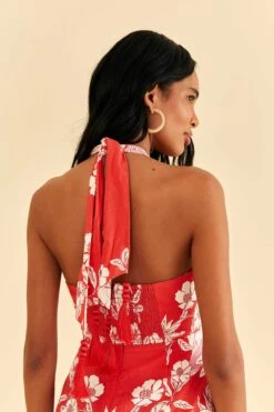 Farm Rio Pink Soft Garden Halter Neck Midi Dress -Modern Dress World 315958 05