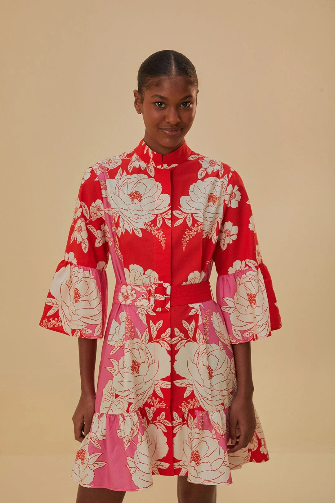 Farm Rio Pink Soft Garden Short Sleeve Mini Dress 1 Farm Rio Pink Soft Garden Short Sleeve Mini Dress