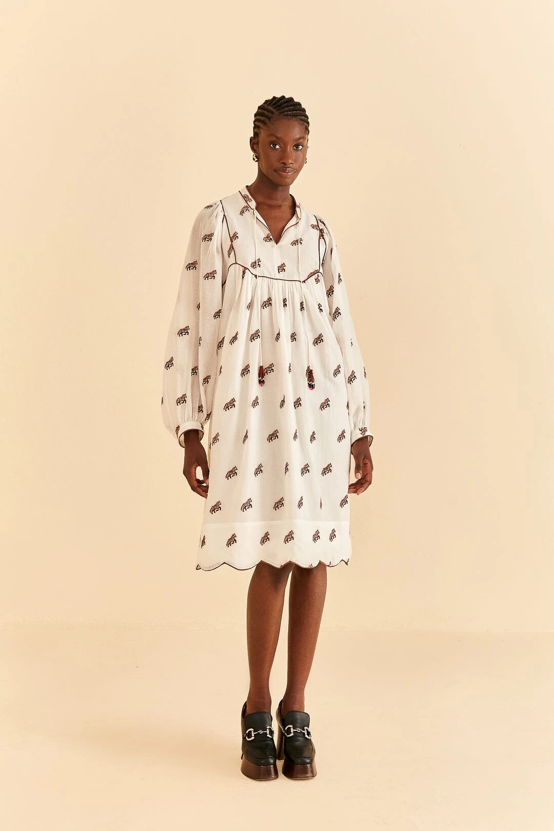 Farm Rio Off-White Embroidered Horses Midi Dress 1 Farm Rio Off-White Embroidered Horses Midi Dress