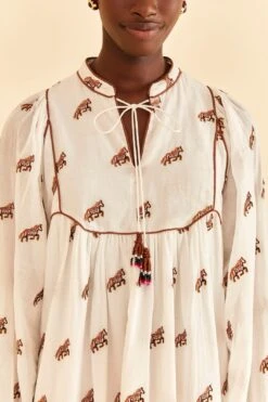Farm Rio Off-White Embroidered Horses Midi Dress 8 Farm Rio Off-White Embroidered Horses Midi Dress -Modern Dress World 315962 03