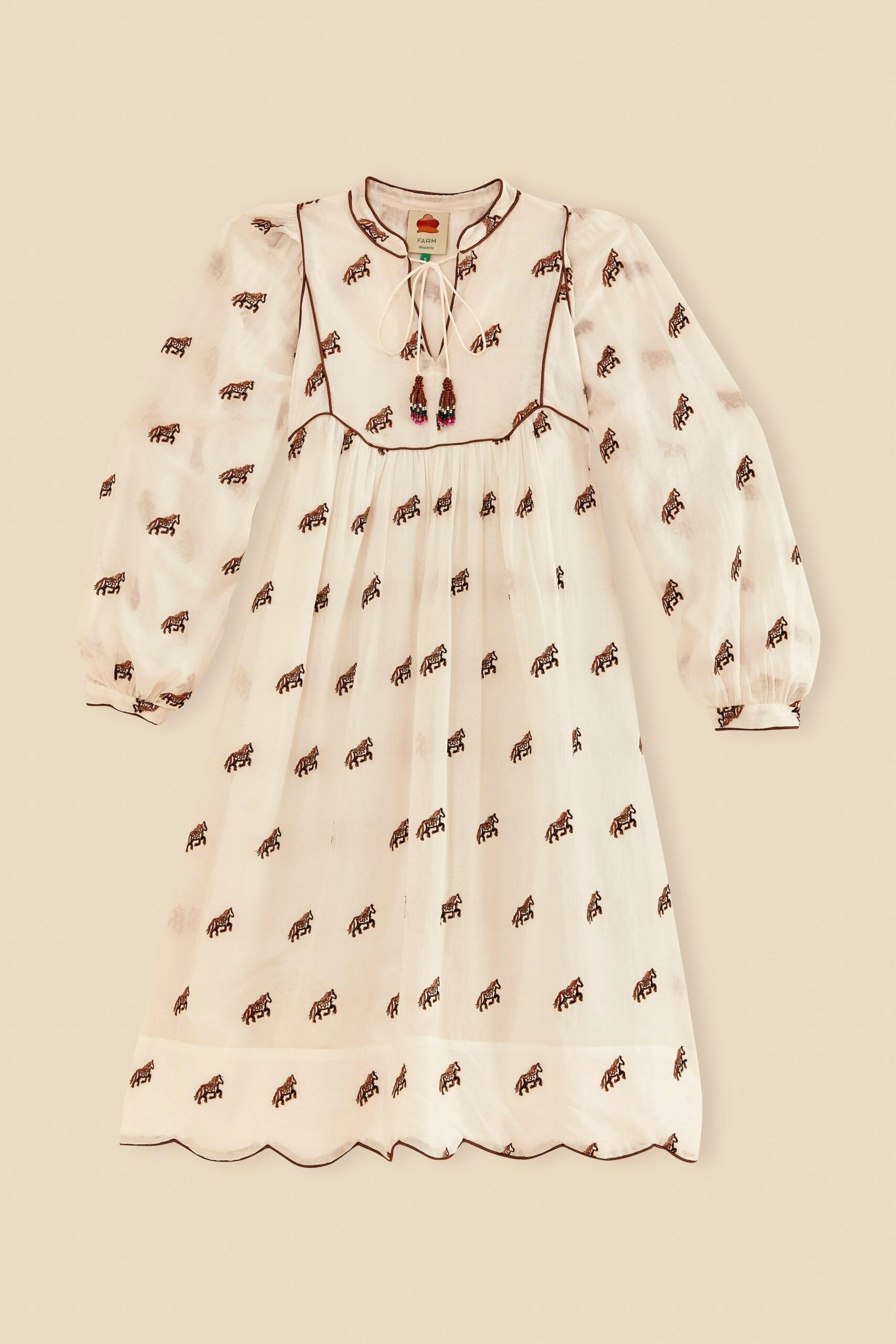 Farm Rio Off-White Embroidered Horses Midi Dress 6 Farm Rio Off-White Embroidered Horses Midi Dress - Image 6