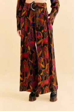 Farm Rio Black Wild Horses Pants -Modern Dress World 315969 03