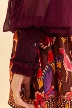 Farm Rio Burgundy Ruffle High Neck Blouse 13 Farm Rio Burgundy Ruffle High Neck Blouse -Modern Dress World 315975 05