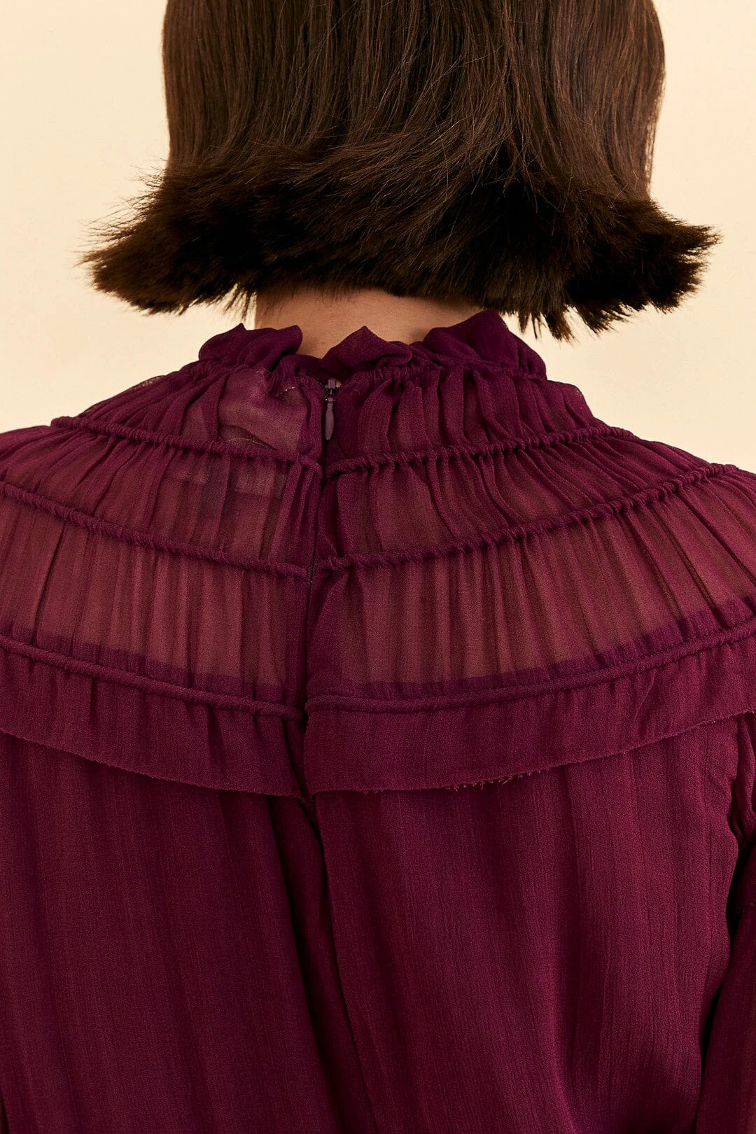 Farm Rio Burgundy Ruffle High Neck Blouse 5 Farm Rio Burgundy Ruffle High Neck Blouse - Image 5