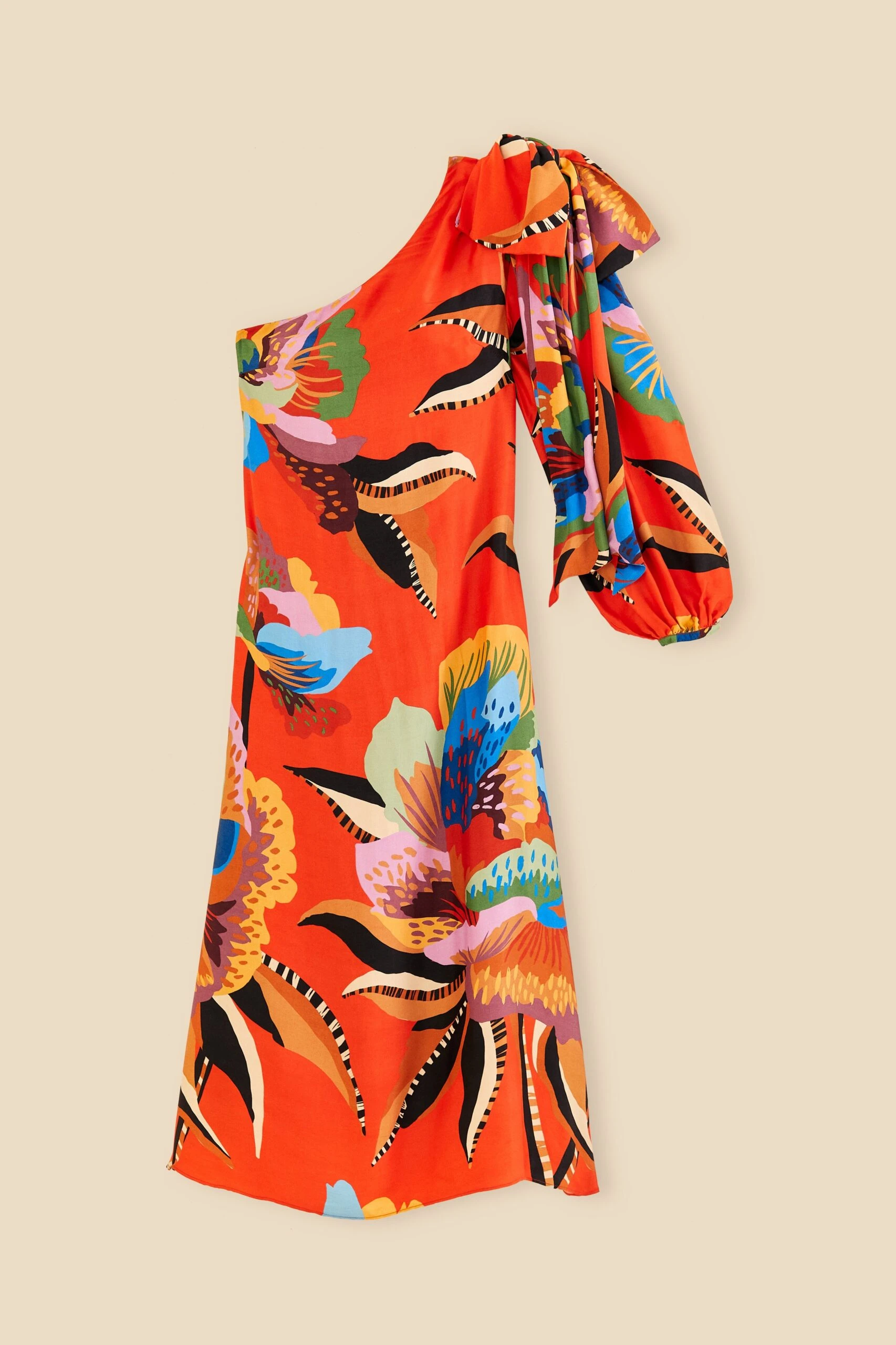 Farm Rio Red Lucy One Shoulder Maxi Dress 3 Farm Rio Red Lucy One Shoulder Maxi Dress - Image 3