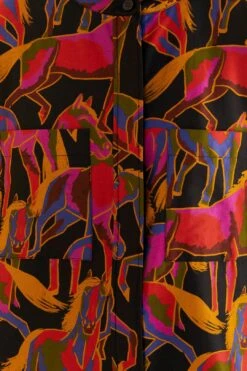 Farm Rio Black Wild Horses Maxi Shirt -Modern Dress World 315994 05