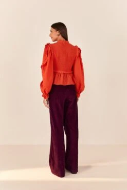 Farm Rio Burgundy Corduroy Pants 9 Farm Rio Burgundy Corduroy Pants -Modern Dress World 316009 04