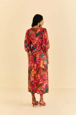 Farm Rio Red Rooster Leaves Short Sleeve Maxi Dress 8 Farm Rio Red Rooster Leaves Short Sleeve Maxi Dress -Modern Dress World 316275 04
