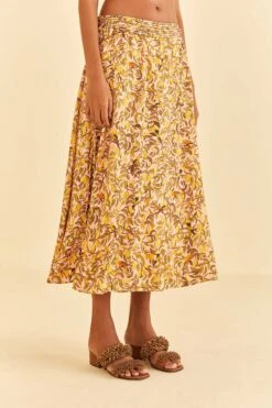Farm Rio Light Pink Star Fruit Midi Skirt -Modern Dress World 316416 03