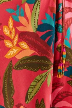 Farm Rio Red Rooster Leaves Long Sleeve Mini Dress -Modern Dress World 316430 05