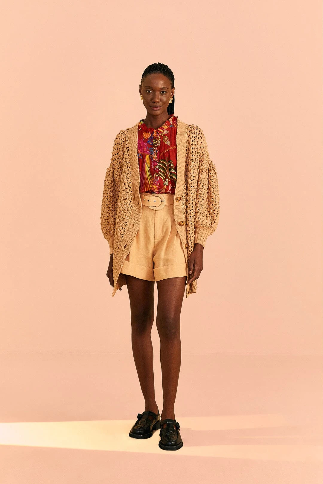 Farm Rio Dark Sand Handmade Dots Cardigan 1 Farm Rio Dark Sand Handmade Dots Cardigan