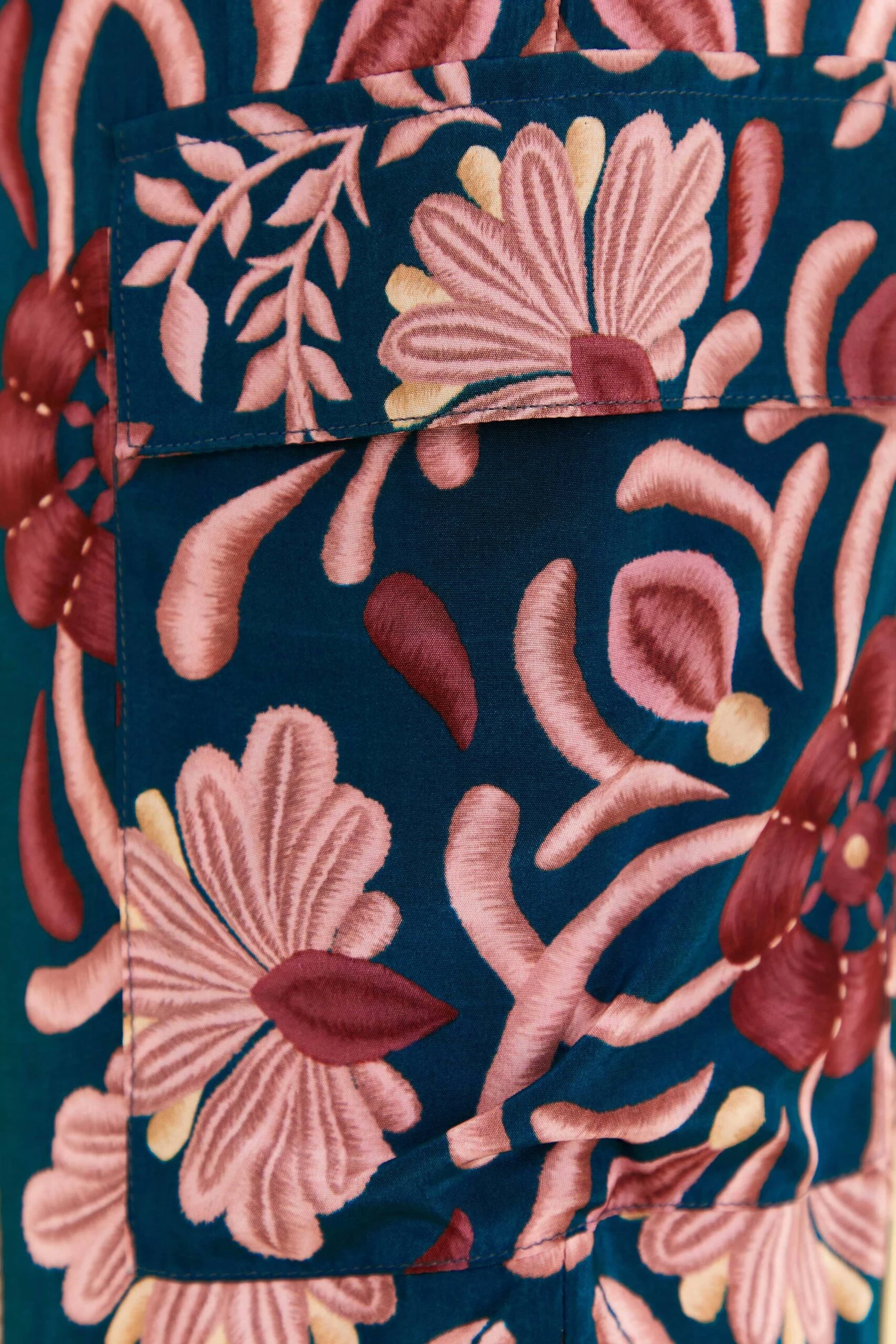 Farm Rio Teal Seashell Tapestry Cargo Pants 6 Farm Rio Teal Seashell Tapestry Cargo Pants - Image 6