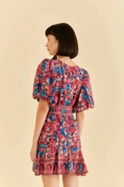 Farm Rio Blush Floral Birds Mini Dress -Modern Dress World 318135 04