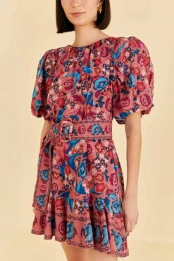 Farm Rio Blush Floral Birds Mini Dress -Modern Dress World 318135 05