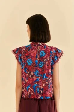 Farm Rio Blush Floral Birds Sleeveless Blouse -Modern Dress World 318136 03