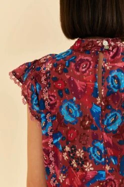 Farm Rio Blush Floral Birds Sleeveless Blouse -Modern Dress World 318136 04