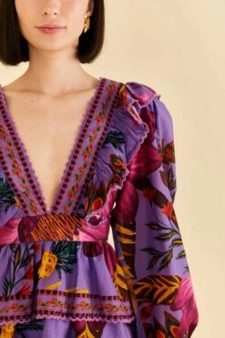 Farm Rio Purple Maxi Flowers Mini Dress 9 Farm Rio Purple Maxi Flowers Mini Dress -Modern Dress World 318162 03