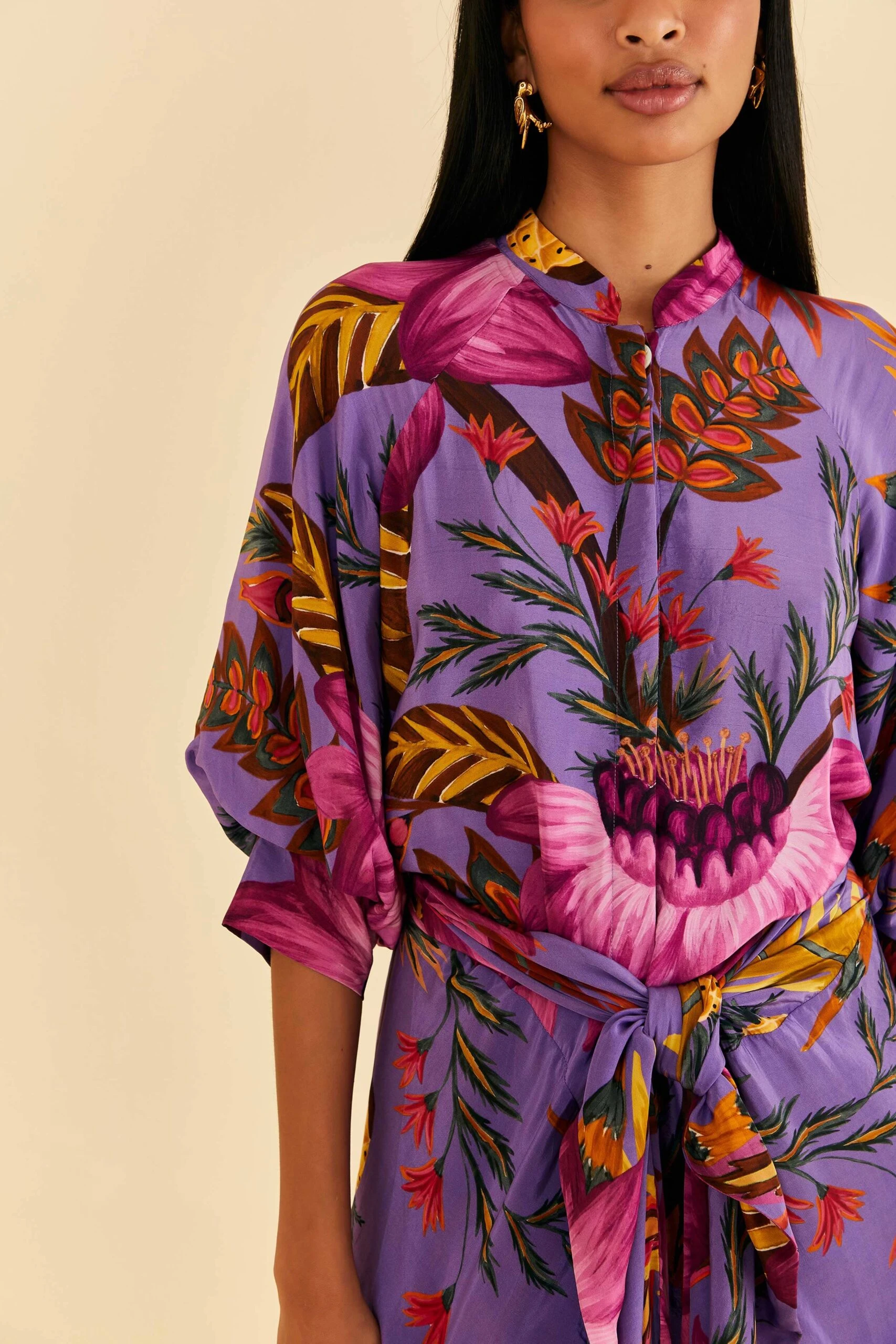 Farm Rio Purple Maxi Flowers Maxi Dress 2 Farm Rio Purple Maxi Flowers Maxi Dress - Image 2