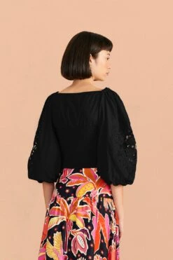 Farm Rio Black Embroidered Blouse 6 Farm Rio Black Embroidered Blouse -Modern Dress World 318256 03