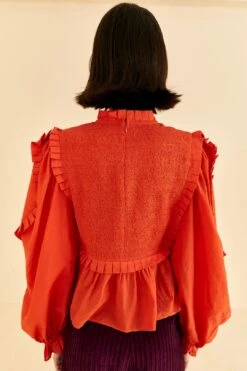 Farm Rio Orange Smocked Blouse 7 Farm Rio Orange Smocked Blouse -Modern Dress World 320259 04