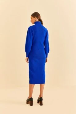 Farm Rio Blue Heart Neckline Knit Dress -Modern Dress World 320272 04