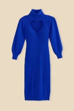 Farm Rio Blue Heart Neckline Knit Dress -Modern Dress World 320272 06