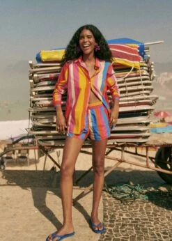 Farm Rio Carioca Stripes Multicolor Kurt Shorts -Modern Dress World 321459 03