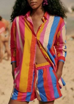 Farm Rio Carioca Stripes Multicolor Kurt Shorts -Modern Dress World 321459 04