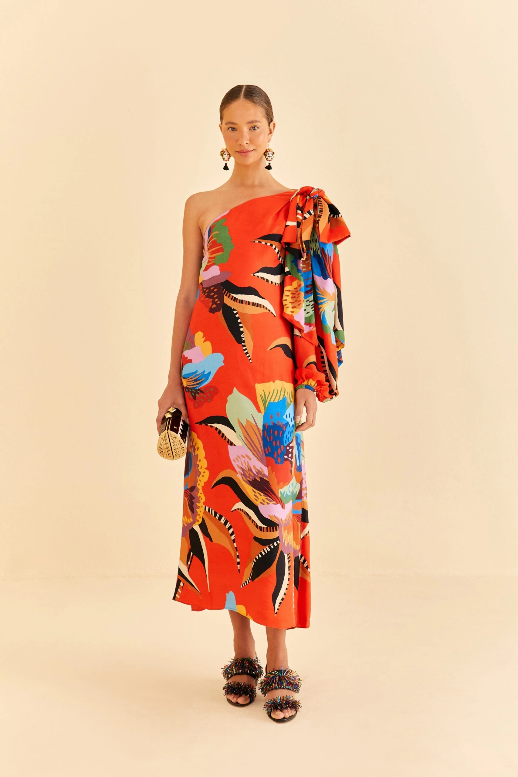 Farm Rio Red Lucy One Shoulder Maxi Dress 1 Farm Rio Red Lucy One Shoulder Maxi Dress