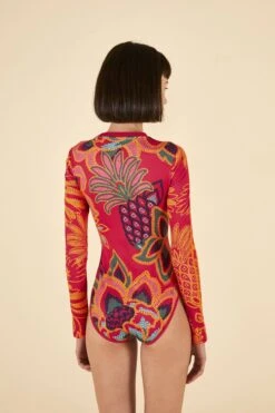 Farm Rio ADIDAS FARM Bodysuit Vivid Berry -Modern Dress World HI5231 04