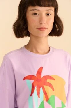 Farm Rio Adidas Farm Gfx Tee Purple 7 Farm Rio Adidas Farm Gfx Tee Purple -Modern Dress World HS1178 03