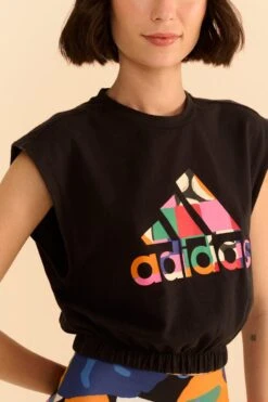 Farm Rio Adidas Farm Sleeveless Tee Black -Modern Dress World HS1201 03